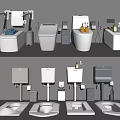 Various Types of Modern Toilet with Bathroom Accessories and Design Elements in Bathroom Setting