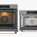 Modern Kitchen Appliances Featuring Stainless Steel Refrigerator Built-in Ovens And Gas Cooktop