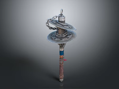 Mechanical Weapon With Metal Gears Chain Rotating Components And Industrial Design 3d model