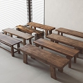 Modern Stool Wooden Stool Bench Old Wooden Stool 3d model