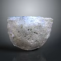 Artisanal Wood Stone Bowl With Intricate Honeycomb Texture And Natural Shape