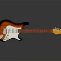 Fender Electric Guitar With Color Gradient Body Red Neck And Tuning Pegs