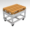 Industrial Equipment Metal Frame Cart With Wooden Pallet And Wheels For Material Handling