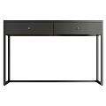 Modern Black Console Table With High Gloss Top Two Drawers And Metal Frame