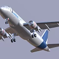 Airbus Commercial Aircraft In Flight With Extended Landing Gear And Blue Tail Fin