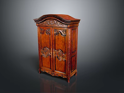 Antique Wooden Cabinet With Intricate Carved Patterns And Classic Design 3d model