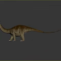 3D Brown Striped Dinosaur Model With Long Neck Tail And Orange Head On Gray Background 3d model
