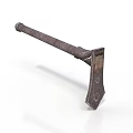 Medieval Handcrafted Axe With Wooden Handle And Metal Head Carved Details