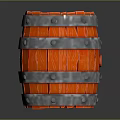 Red Wooden Barrel With Silver Metal Hoops And Sturdy Construction Details