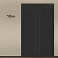 Poliform Black Double Doors With Vertical Stripes And Gold Long Handles Against Beige Wall
