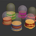 Decorative Glass Dome Display Boxes With Gold And Red Bases For Ornament