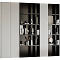 Modern Minimalist Display Cabinet With Multiple Shelves Decorative Items And Books