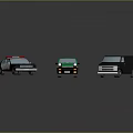 Toy Cars Collection Featuring Black Police Car Green Sedan And Black Van