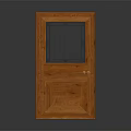 Wooden Door With Glass Panel And Natural Wood Grain Texture For Home Interior