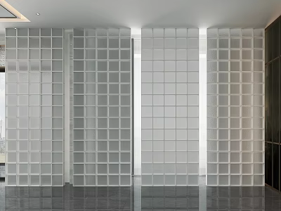 Modern Glass Room Divider With Grid Design In Contemporary Interior Space 3d model