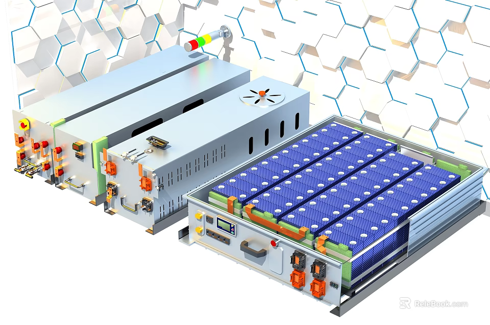 Modern Industrial Equipment With Solar Panel Array Control Unit And Cooling Fans 3d model 