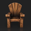 Rustic Wooden Single Chair With Armrest Backrest And Natural Wood Grain