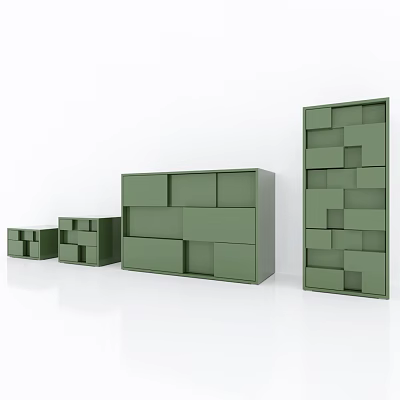 Modern Storage Cabinet Square Cabinet Storage Cabinet TV Cabinet Bedside Cabinet Side Cabinet Entrance Cabinet Green Cabinet 3d model