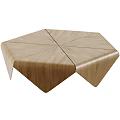 Modern Wooden Hexagonal Dining Table With Geometric Modular Design And Natural Wood Grain