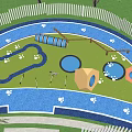Residential Landscape With Pet Play Area White Picket Fence Blue Ground And Paw Prints