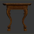 Classic Wooden Table With Intricate Carved Legs And Smooth Marble Top