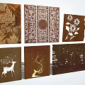 Decorative Feature Wall With Intricate Laser Cut Leaf Floral And Deer Patterns 3d model