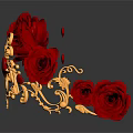Elegant Crown With Red Roses Golden Decorations And Heart Shaped Patterns