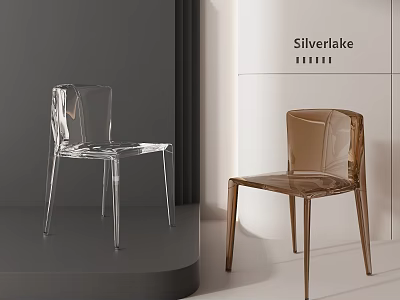 Modern Transparent And Brown Acrylic Dining Chairs With Contemporary Minimalist Design 3d model