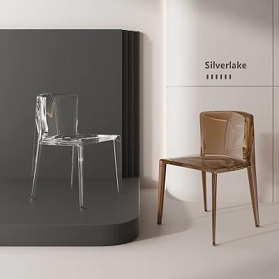 Modern Transparent And Brown Acrylic Dining Chairs With Contemporary Minimalist Design 3d model