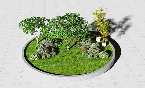 Tree Grass Shrub Bamboo Lawn Flower Jar Filial Piety Bamboo Flower 3d model