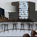 Modern Bar Interior Design With Soft Lighting Long Table Comfortable Seats And Bar Counter