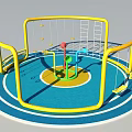 Colorful Circular Playground Equipment With Yellow Frame Climbing Ladder And Blue Play Area