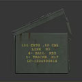 Military Green Ammunition Box with Stacked Bullets for Weapon Storage and Marked Text Details