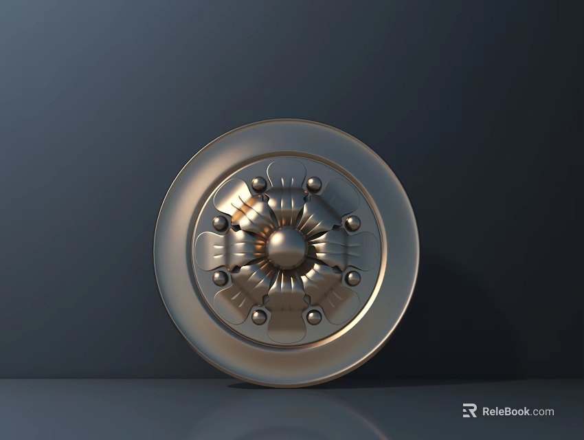 Metallic Wheel Hub With Shiny Surface Decorative Center And Bolts 3d model 