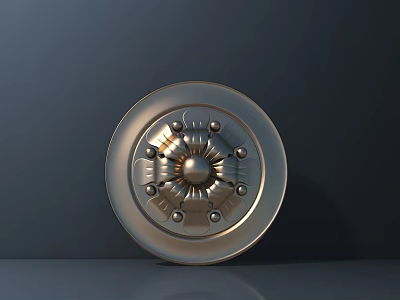Metallic Wheel Hub With Shiny Surface Decorative Center And Bolts 3d model