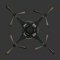 Intelligent Drone With Multiple Rotors Green Body And Red Rotor Tips 3d model