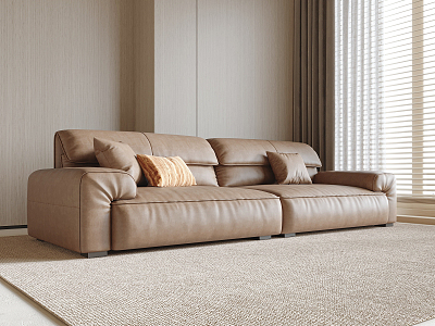 Leather Multiplayer Sofa In-line Sofa 3d model