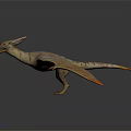 Realistic Pterosaur Figure With Spread Wings And Orange Tipped Patterns In Flight 3d model