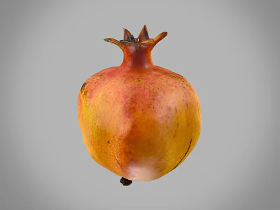 Juicy Ripe Pomegranate With Vibrant Red And Yellow Skin And Crown Like Top 3d model