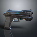 Futuristic Modern Pistol With Metallic Body Blue Lights And Textured Grip 3d model