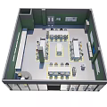 School Modern Learning Classroom With Green Walls White Tables And Storage Carts