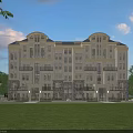 Modern Multi Story Townhouse Exterior Featuring Large Windows Lawn And Trees
