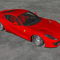 Red Two Door Sports Car With Sleek Design In Concrete Indoor Showroom