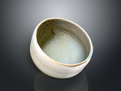 Hand Carved Ceramic Bowl With Textured Surface And Simple Artisan Design 3d model