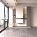 Elegant Modern Entryway Side Cabinet With Lighting Design And Decorative Details