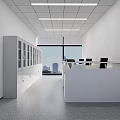 Modern Public Office Space Interior Design With Desks Chairs Storage Cabinets And Large Windows