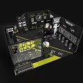 Vibrant Energetic Exhibition Booth Design With Black Yellow Theme And Product Displays