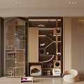 Modern Cat Tree Interior Design With Multi level Platforms Wooden Structure And Cozy Cat Beds 3d model