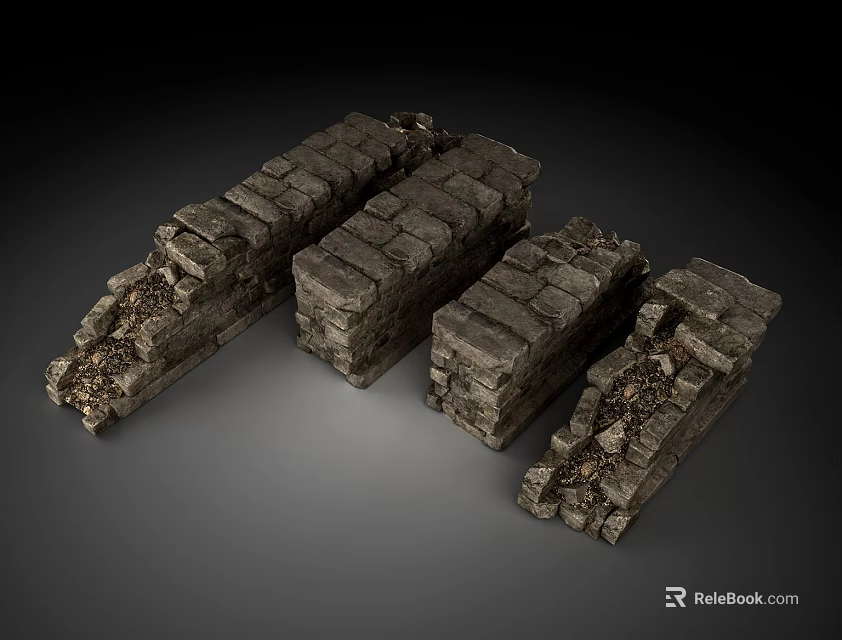 Natural Stone Brick Building Exterior Wall With Rustic Rough Texture Design 3d model 
