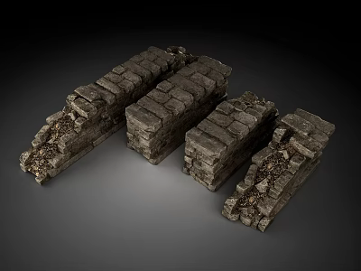 Natural Stone Brick Building Exterior Wall With Rustic Rough Texture Design 3d model